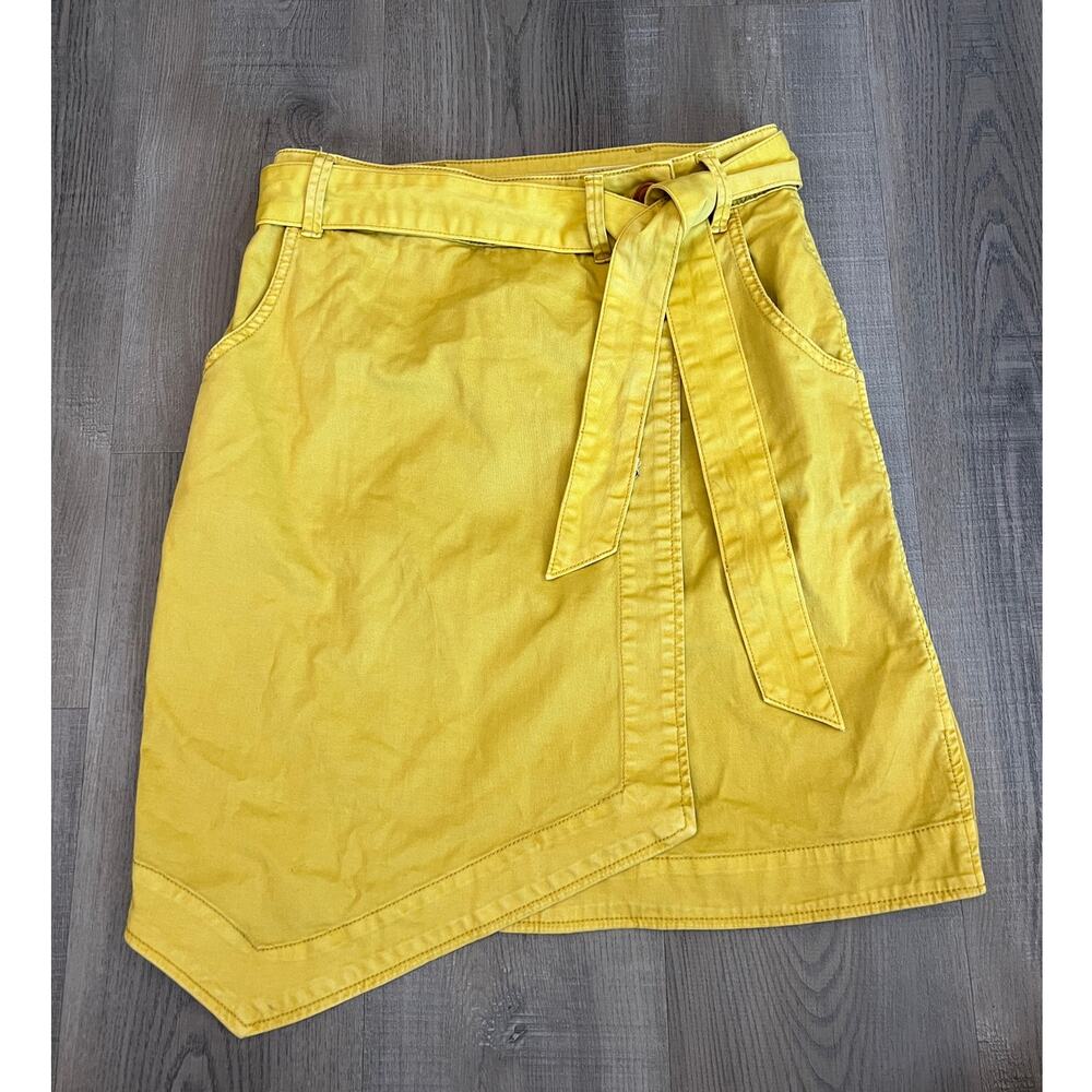 Pilcro Mustard Asymmetrical Wrap Skirt